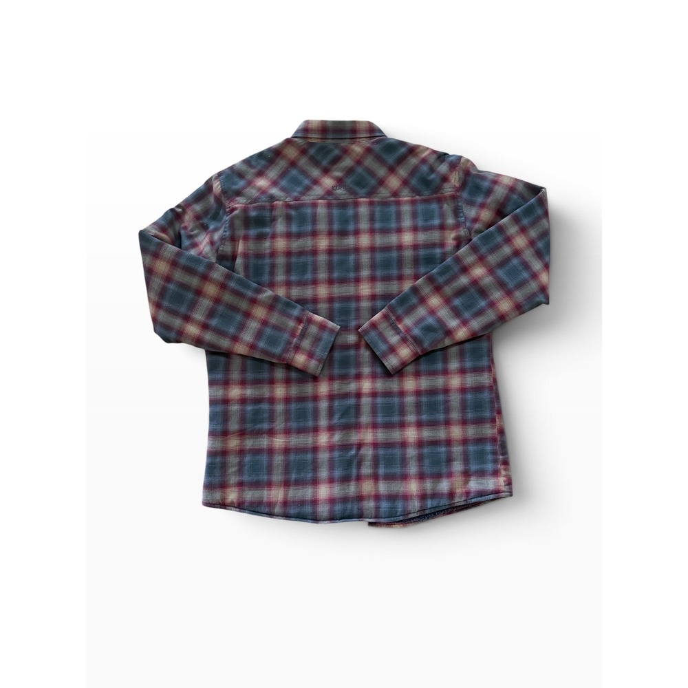 KUHL Mens Medium Sherpa Lined Flannel Plaid Shirt Jacket Gray Burgundy Shacket - Picture 3 of 12